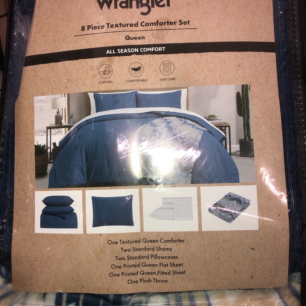 💙 Wrangler Blue Textured 8-Piece Comforter Set 💙 Queen